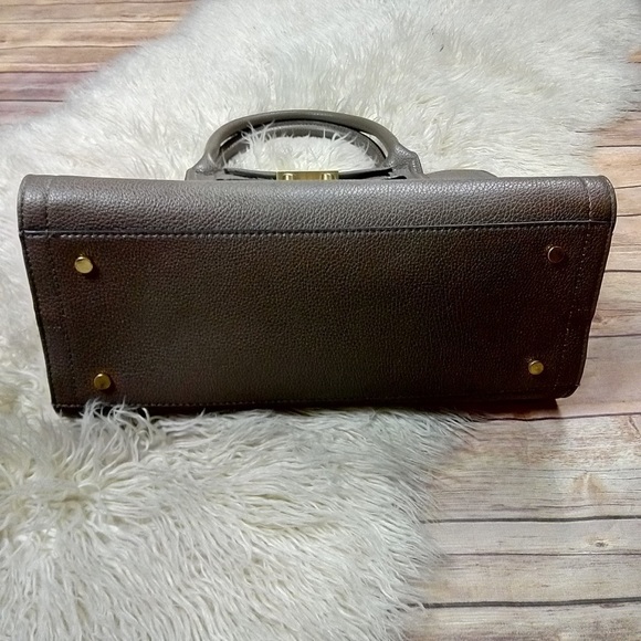 3.1 Phillip Lim | Large Taupe-Grey Faux Leather Top Zipper Handle Satchel Bag - Picture 3 of 8